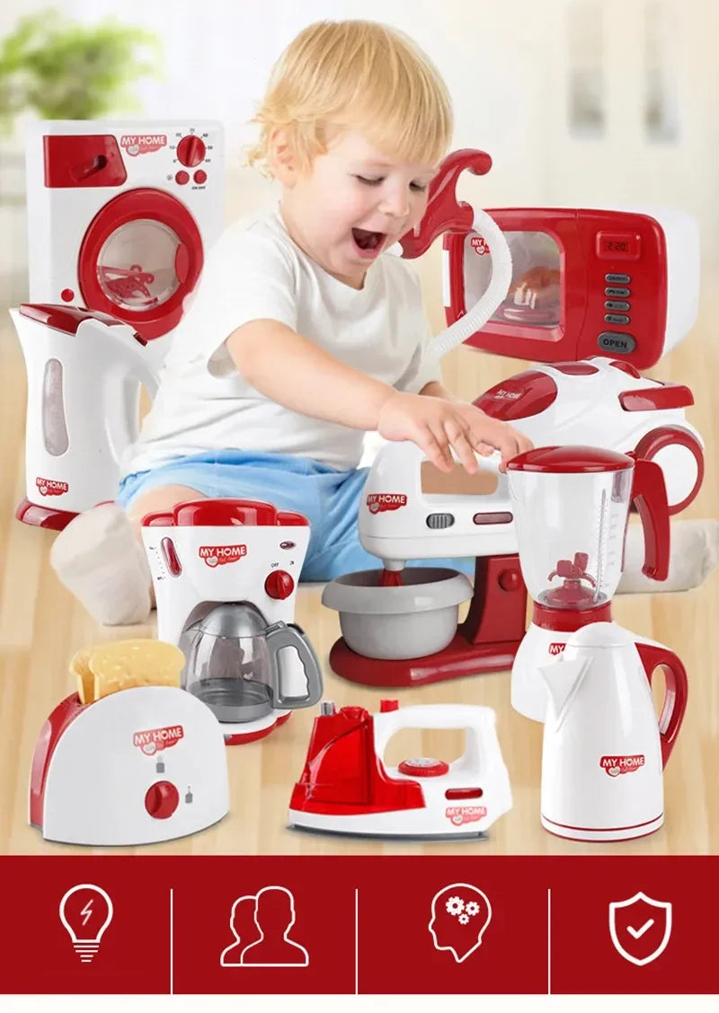 Set Elettrodomestici Giocattolo - Frullatore Caffettiera Mixer Tostapane per Bambini